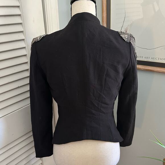 H&M Womens Jacket Chain Embeliished Shoulder Open Front Evening Party Goth | 4 - Picture 5 of 12